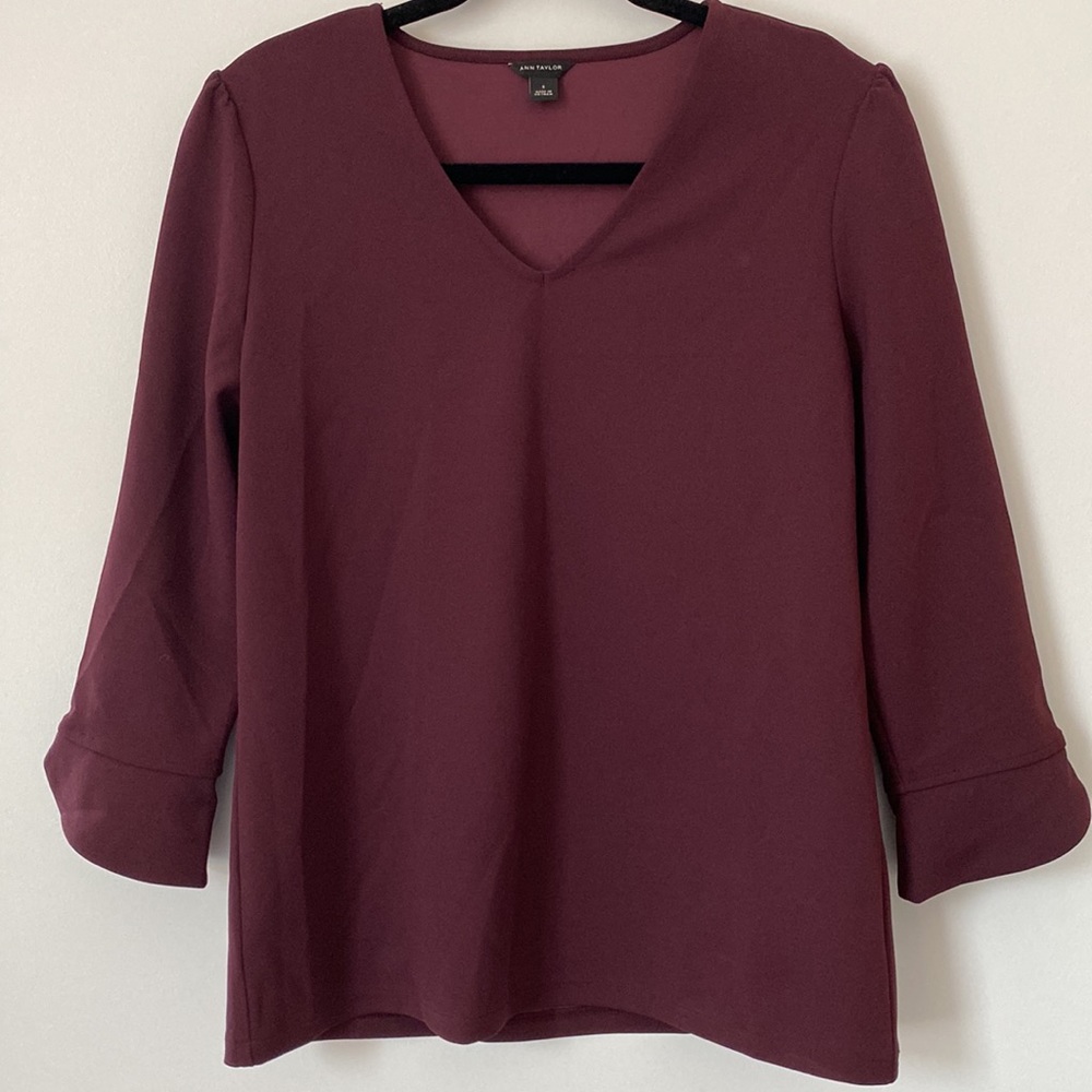 Ann Taylor Purple Top with 3/4 Sleeve